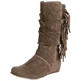 MIA Women's Taboo Fringed Flat Boot,Mushroom,8.5 M US