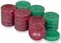 Mother of Pearl Design Backgammon Chips in Burgundy & Green - 1.75"