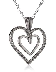 Sterling Silver White Diamond Heart Pendant Necklace, 18"