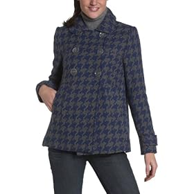 Nine West Ladies Houndstooth Aline Double Breasted Swing Coat by Nine West