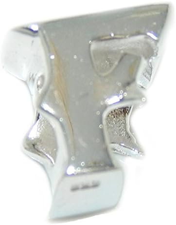 925 Sterling Silver "Two Sided Block Letter Alphabet" Charm Bead (F)