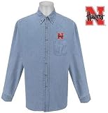 NCAA Nebraska Cornhuskers Antigua Denim Long Sleeve Button Down Shirt