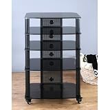 5 Shelf Audio Rack in Multiple Finishes Frame Color Black - Glass Color Clear