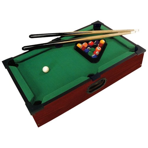 New Club Fun Tabletop Executive Pool Table W/ Numbered Balls 2 Cue Sticks Chalk Rack And Felt Brush