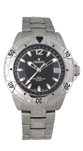 Croton Mens CA301050SSBK Silver-Tone Dial Watch