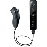 Nintendo Wii Remote and Nunchuck Controller Combo - Black (Non Oem)-Includes Silicone Sleeve and Wrist Strap