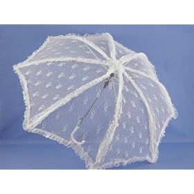 BLACK Ruffles and Lace and A Beautiful Parasol! A Great Accessory for Southern Belles, Mary Poppins and Victorian Costumes, Too! (Shown in White)