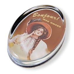 Bonjour! - Oval Glass Paperweight