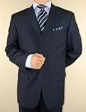 **NEW 2009 DESIGNER COLLECTION** New Mario Italian 3 Button Men Suits Virgin Wool 140s ~ Highest Quality ~ Perfect Fit ~ DK NAVY Stripe