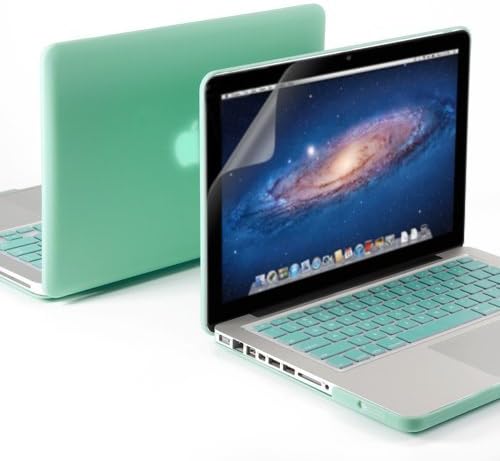 Rubberized Hard Case (LIGHT GREEN) 3 in 1 with Crystal Guard silicone Keyboard Protector, LCD Screen protector and Microfiber cloth for ONLY NEWEST MODEL A1425 and A1502 MacBook Pro 13.3