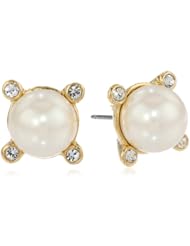 T Tahari "Essentials" Gold-Tone Simulated Pearl (10 mm) and Crystal Stud Earrings