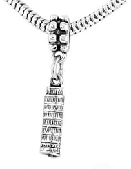 Sterling Silver Leaning Tower of Pisa Dangle Bead Charm