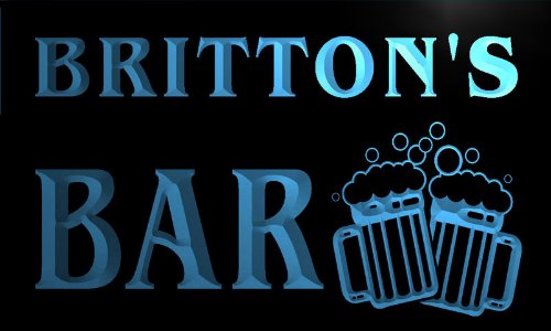 w001147-b BRITTON Name Home Bar Pub Beer Mugs Cheers Neon Light Sign Enseigne Lumineuse