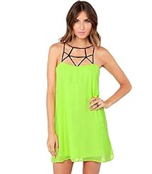 Sexy Chiffon Shift Backless Cutout Off the Shoulder Sleeveless Mini Dress 