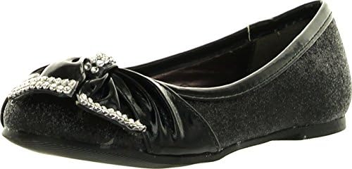 Lasonia Girls Flat Shoes with Bow and Rhinestone Accent