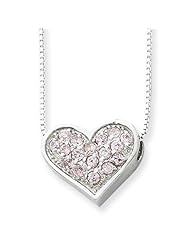 Sterling Silver 18in CZ Heart w/ 18 Box Chain Necklace.