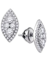 0.65 cttw 14k White Gold Diamond Marquise Shape Earrings (Real Diamonds: 2/3 cttw)