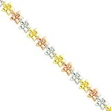 14K Tri Color Gold Flower Link Bracelet Jewelry 8