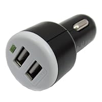 GSI Super Quality Universal In-Car '2' USB Ports To Cigarette Lighter Socket Rapid 1000mAh Charger Adapter - For Apple iPhone, Blackberry, Palm, HTC, Droid Smart Phones, MP3/MP4 Players, CD/DVD, Gaming Stations And All USB Devices
