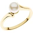 14K Yellow Gold Akoya Cultured White Pearl Ring - 5.50mm