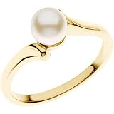 14K Yellow Gold Akoya Cultured White Pearl Ring - 5.50mm