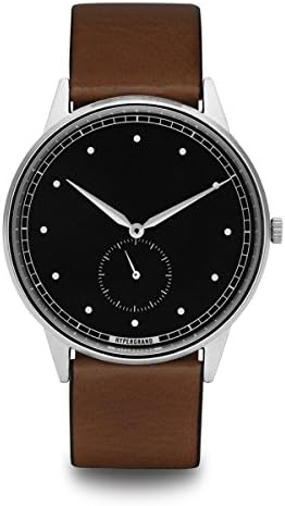 HyperGrand Signature Silver Black Watch w/ Classic Brown Leather Strap