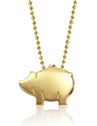 Alex Woo "Little Baby" 14k Yellow Gold Piggy Bank Pendant Necklace, 16"
