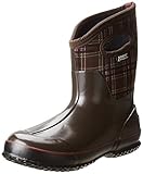 Bogs Women's Classic Mid Winter Plaid Waterproof Winter & Rain Boot,Chocolate Multi,9 M US