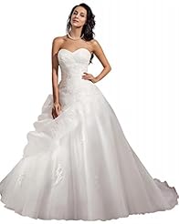 Strapless Sweetheart Organza/Satin Lace-Up Pleated   Ball Gown Evening Dress/Bridesmaid Dress/Prom Dress/Party Dress/Wedding Dress  with a Chapel Train 