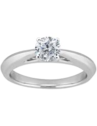 0.50 Ct Round H/I SI1/SI2 Diamond 18K White Gold Solitaire Ring