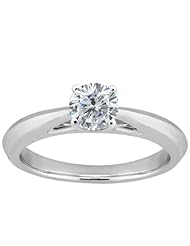 0.50 Ct Round H/I I1 Diamond 18K White Gold Solitaire Ring
