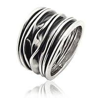 Wrinkled Unique Crushed Can Wide Armor Band Sterling Silver Ring Size 4(Sizes 4,5,6,7,8,9,10)