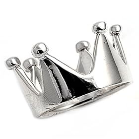 Rhodium Plated Sterling Silver Wedding &amp; Engagement Ring Crown Ring 13MM ( Size 6 to 10) Size 6: Jewelry
