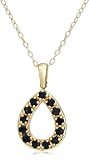 18k Yellow Gold Overlay Sterling Silver Sapphire w/ Diamond Accent Pear Pendant, 18"