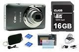Canon Ixus 115 Grau Digitalkamera mit 16 GB SDHC Karte, Tasche, Schutzfolie, 2 x Fremdhersteller AKKUs und Multifunktion Ladegerät anstatt original