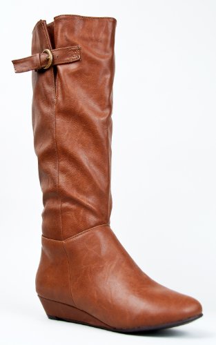 ##Breckelle's HAVANA-12 Classic Knee High Low Wedge Riding Boot 41d1NRA7tUL