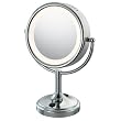 Lighted Two Sided Vanity 5X to 1X Mirror, Polished Chrome