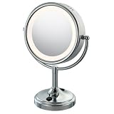 Lighted Two Sided Vanity 5X to 1X Mirror, Polished Chrome