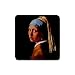 Girl with a Pearl Vermeer Rubber Square Coaster (4 pack)