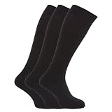 Mens Ribbed Long Length 100% Cotton Socks (Pack of 3)