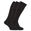 Mens ribbed knee high 100% cotton socks (Pack of 3)