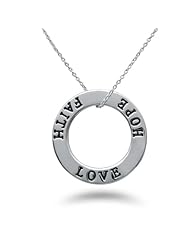Sterling Silver Faith Hope Love Circle Necklace