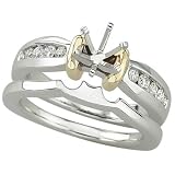 14K Two Tone Gold Diamond Semi Mount Engagement Ring
