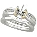 14K Two Tone Gold Diamond Semi Mount Engagement Ring