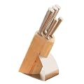 Premier Housewares 5-Piece Knife Set in Natural Wooden Block with Stainless Steel Base