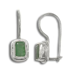 Sterling Silver Emerald Rectangle Dangle Earrings By Sajen