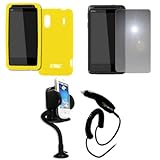 EMPIRE Yellow Silicone Skin Case Cover + 360 Degree Rotatable Car Windshiel ....