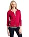 AK Anne Klein Women's Petite Long Sleeve Crew Neck Cardigan with Bow Detail, Hot Pink, Large