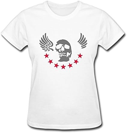 LZF Women's Wing Skull Cotton T-Shirt S White