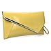 b.m.c BMC Fashionably Chic Taxi Cab Yellow Faux Leather Gold Metal Accent Envelope Style Statement Clutch